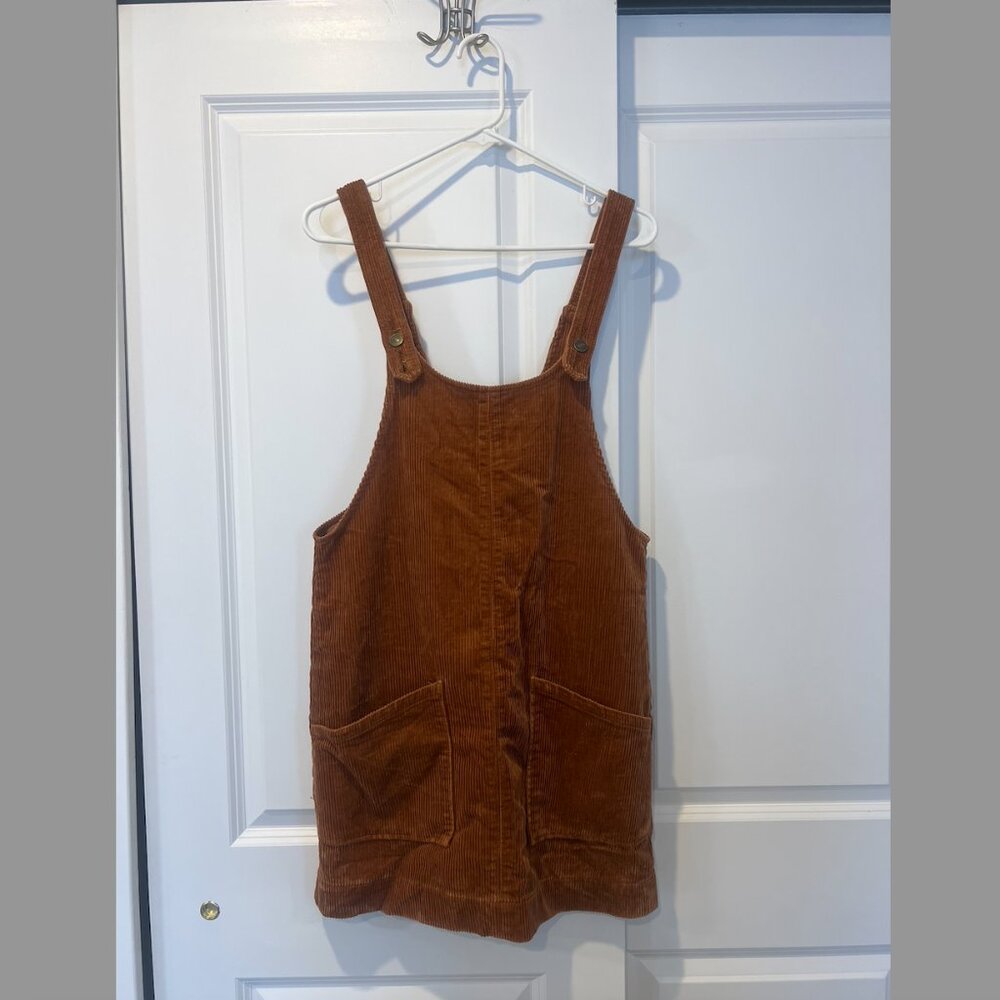 Abercrombie & Fitch Corduroy Pinafore Dress in Rust/Dark Orange